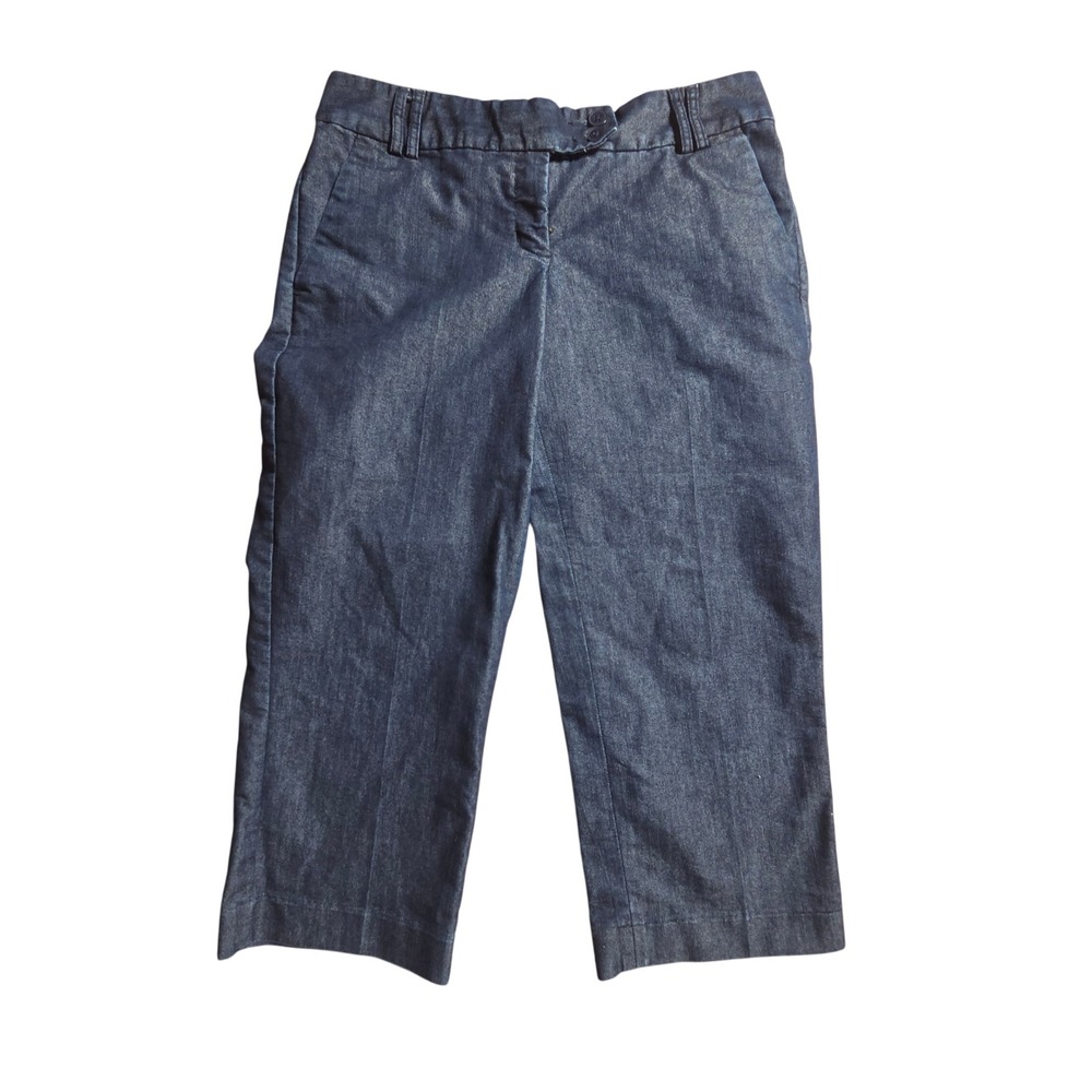 Express Editor Cropped Trousers Straight Leg Mid Rise 6x22 Rinse Wash Capsule